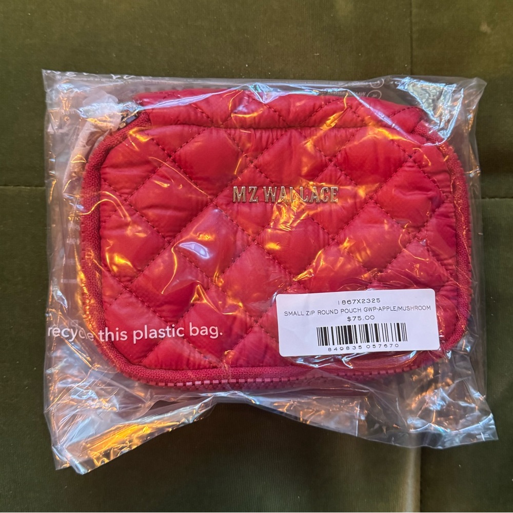 NWT MZ Wallace Small Zip Round Cosmetic, Apple